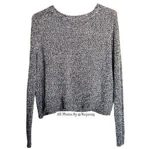 H&M Rib Crew Neck Women Knit Sweater Pullover Sweatshirt Black White Size MEDIUM